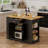 Kitchen Island With Storage Cabinet And Trash Cabinet,  3 Pieces Kitchen Dining Table Set With 2 Stools And Drop Leaf-1608053886