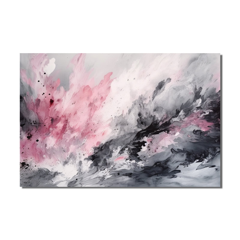 «Evolving In Pink Grey», art mural abstrait géométrique