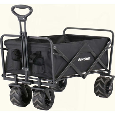 Chariot pliable robuste de plein air pour wagons de camping pliables avec capacité de 350 lb d'épicerie Chariot utilitaire portatif Chariots à roulettes réglables pour tout-terrain avec de grandes roues par Boahaus