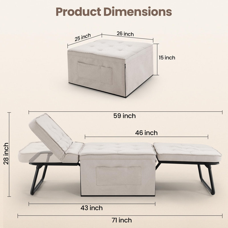 4 In 1 Multi-Function Sleeper Sofa, White