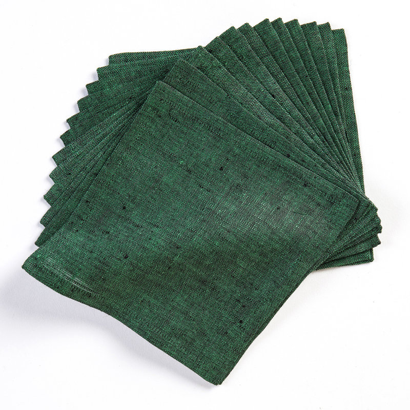100% Pure Linen Cocktail Napkins - Athena, Forest Green