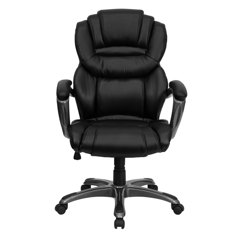 High Back Executive Swivel Ergonomic Office Chair with Accent Layered Seat, Black