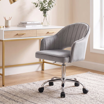 21''W Modern Swivel Velvet Upholstered Office Chair with Armrests