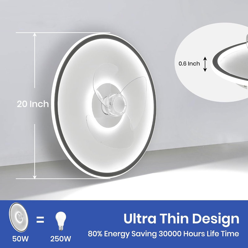 Ventilateur de plafond encastré 20 "avec lumières