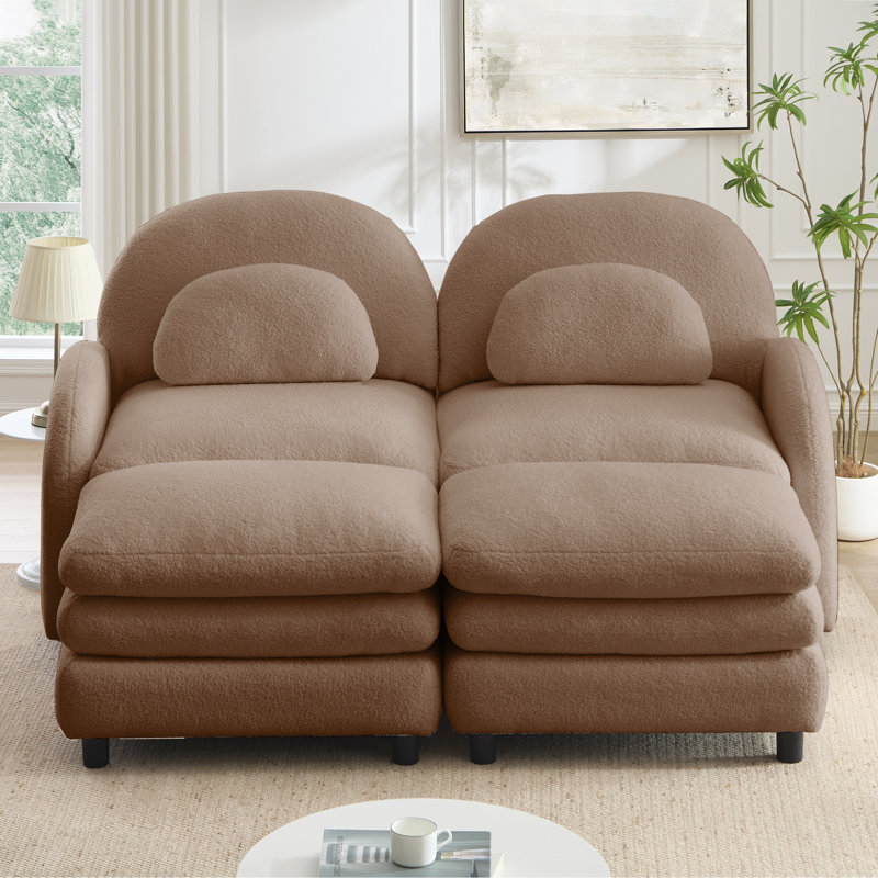Teddy Fabric Cloud-like Sofa, H 35,4 po x l 68,5 po x P 55,5 po, Chameau