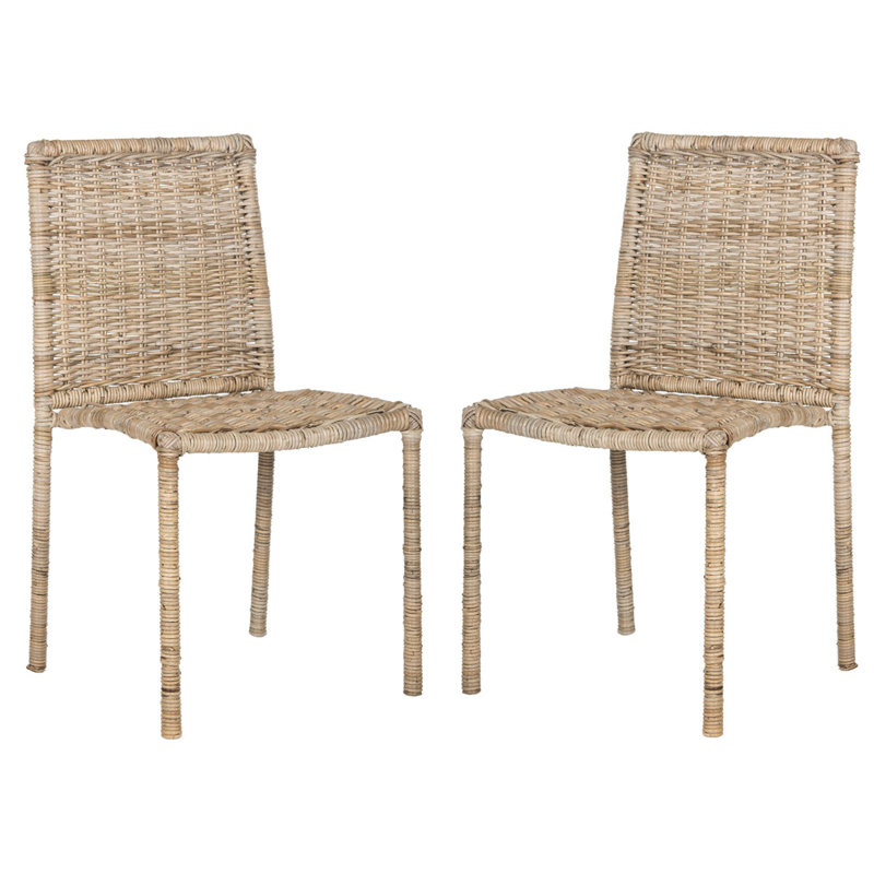Gray Wicker Double Seating Dining Chair Set