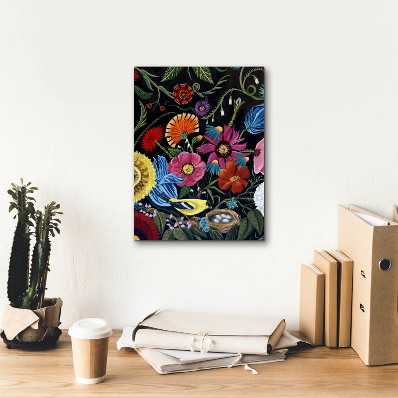 «Finch» par Catherine A Nolin, art mural sur toile, H 16 po x l 12 po x P 0,75 po