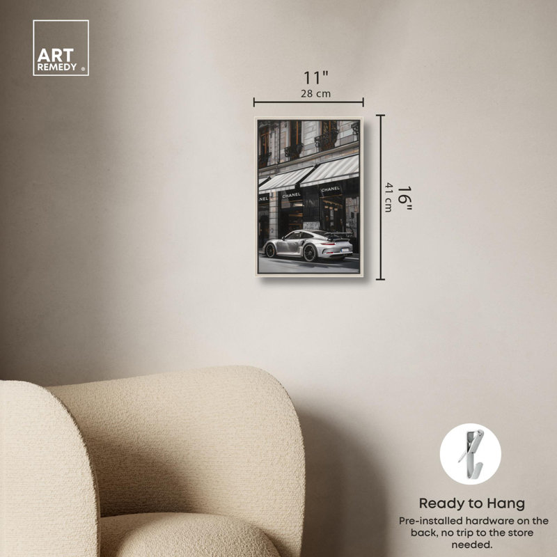 «Parked out Front Canvas Fashion and Glam» par , Cadre flottant argent, H 16 po x l 11 po