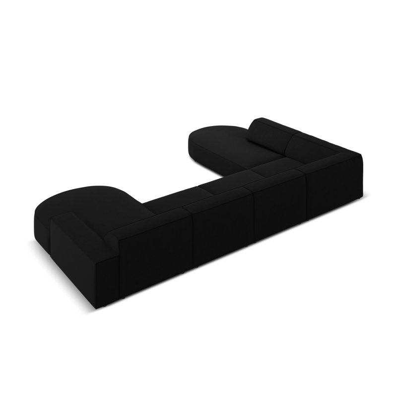 Jodie 7 Seater Corner Sofa, Black, Left Hand Facing