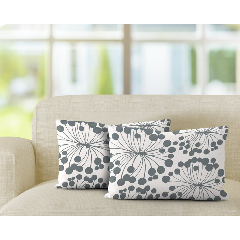 Polyester / Mélange de polyester Housse de coussin rectangulaire intérieure / extérieure lombaire et insert, Gris