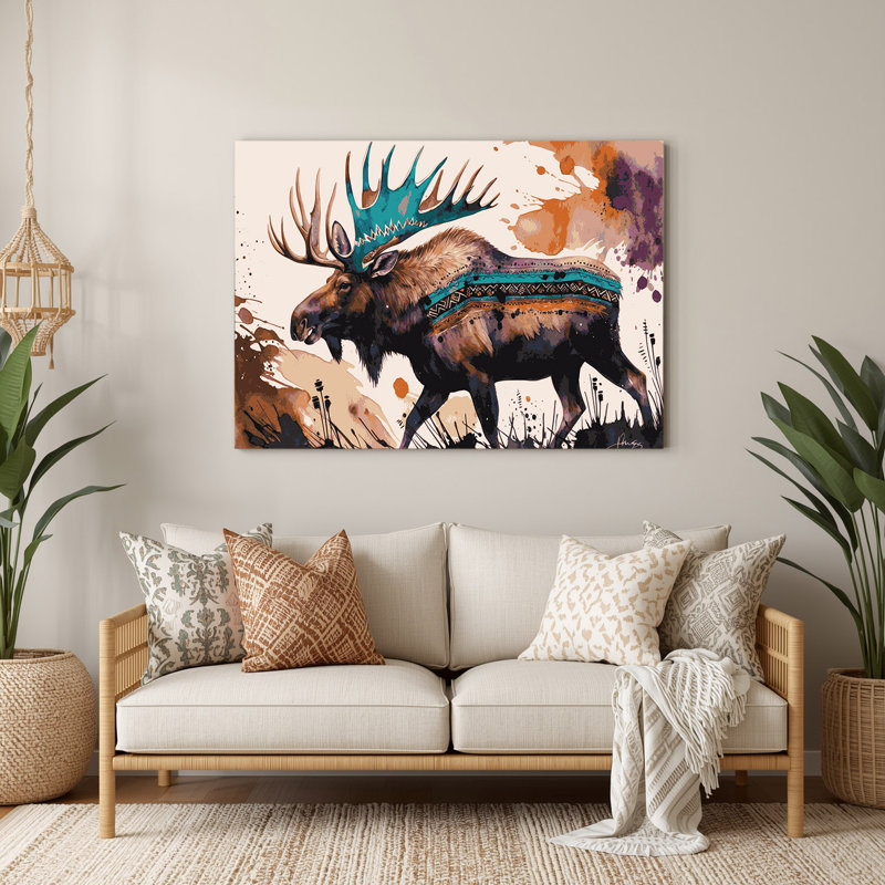 «Southwestern Animals Moose» 38, art mural en métal gris, H 132 po x l 168 po x P 0,05 po