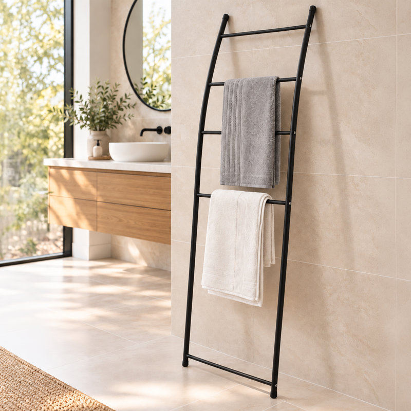 Agathla 44 cm 4 - Bar Freestanding Towel Stand, Matte Black