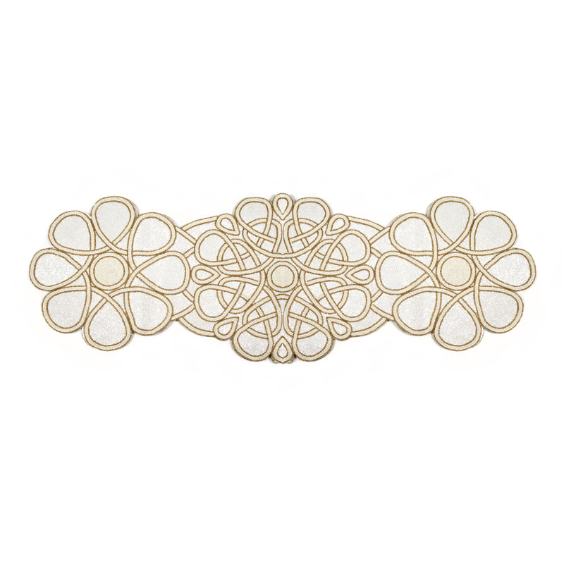 Large White And Tan Flower Runner