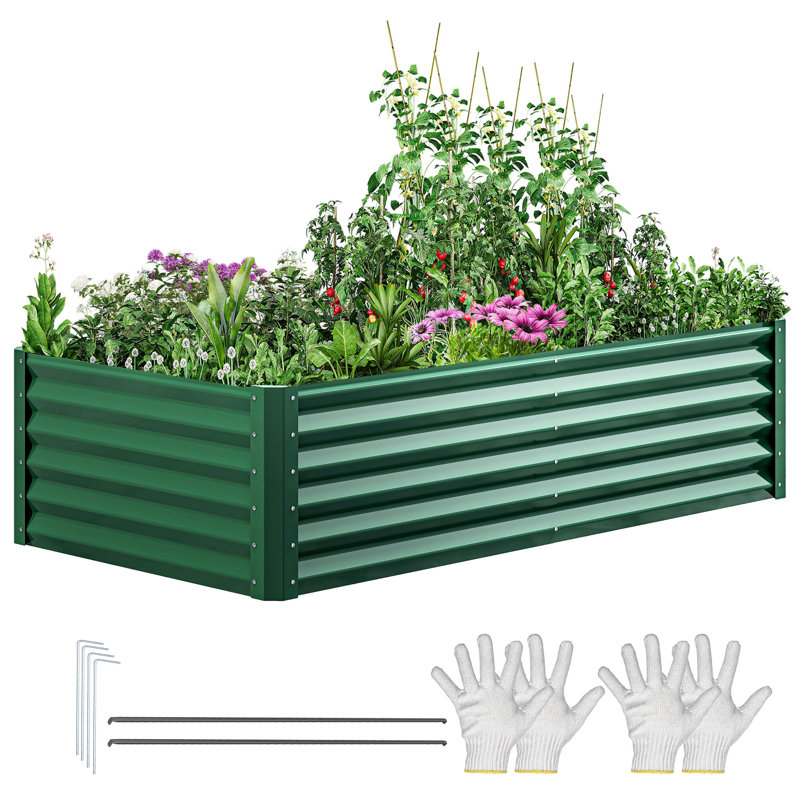 Lit de jardin surélevé en métal vert, 18" H x 72" W x 36" D