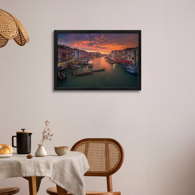 Grand Canal At Sunset ,View From The Rialto Bridge ,Venice Premium Framed Poster by Anton Calpagiu