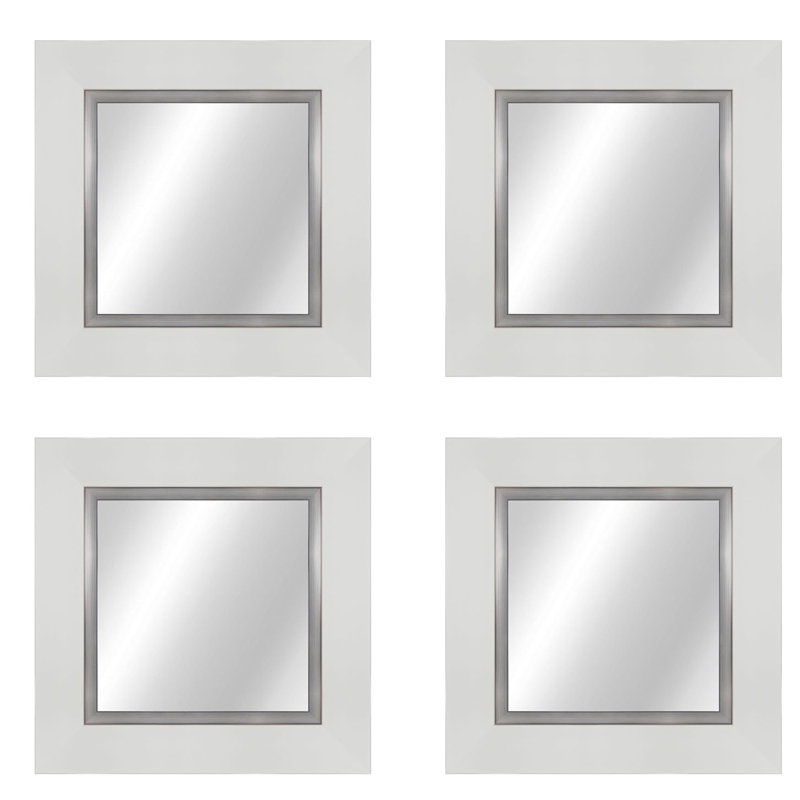 Metropolis Flat Wall Mirror, White/Silver