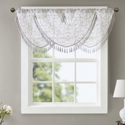 Irina Diamond Sheer Embroidered Single Waterfall Valance