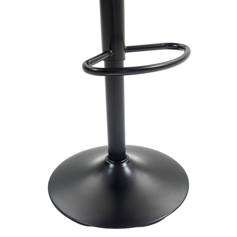 Height Adjustable Swivel Bar Stools with Back - Set of 2, Armless PU Leather, Black