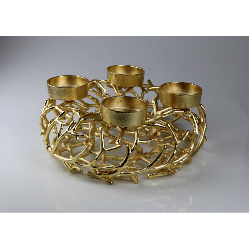 Äste Metal Tabletop Candelabra, Gold, 16cm H x 39cm W x 39cm D
