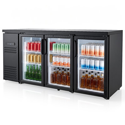 Back Bar Cooler, 19.6 Cu. Ft Counter Height Beverage Refrigerator, Commercial Bar Display Fridge w/ 3 Glass Doors, LED Lighting, Fan Cooling Beer Wine Cooler for Pub, Merchandiser, Store