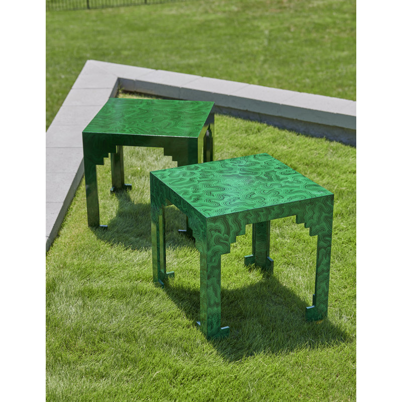 Malachite Solid Wood End Table