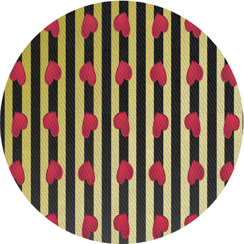 Tapis rouge / vert Power Loom, Rond 6 pi