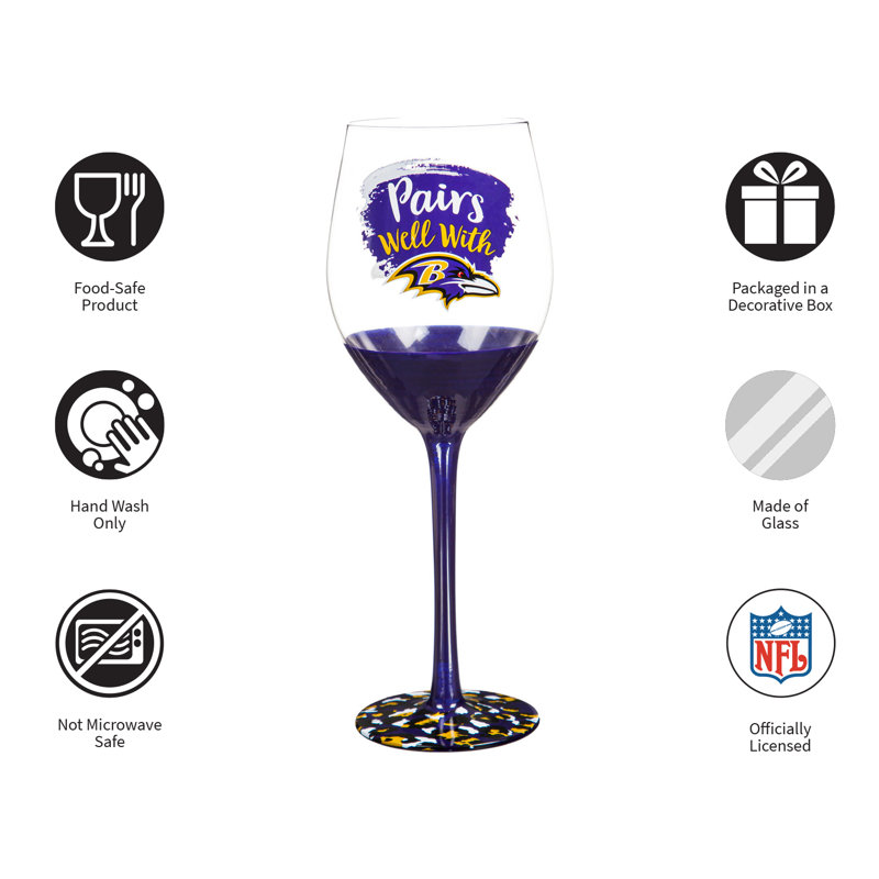 NFL 17 oz. Verre à vin avec boîte-cadeau, Ravens de Baltimore
