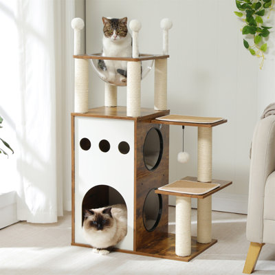Arbres à chat en bois Tavion, tour à chat, arbres à chat pour grands chats