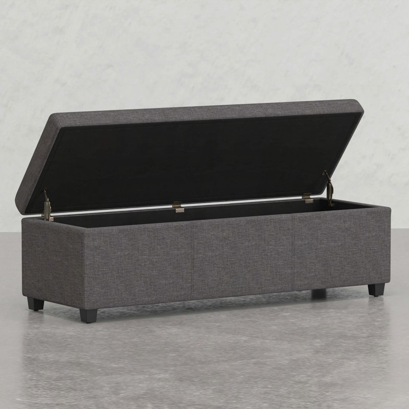 Très grand banc de rangement avec repose-pieds, Gris