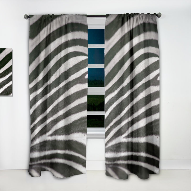 Détail des lignes zébrées noires et blanches III - Rideau à motif - Velours obscurcissant - 1 panneau