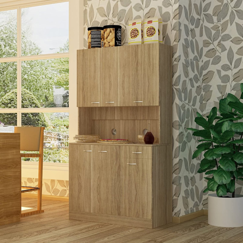 70.87 " H Kitchen Pantry, Oak
