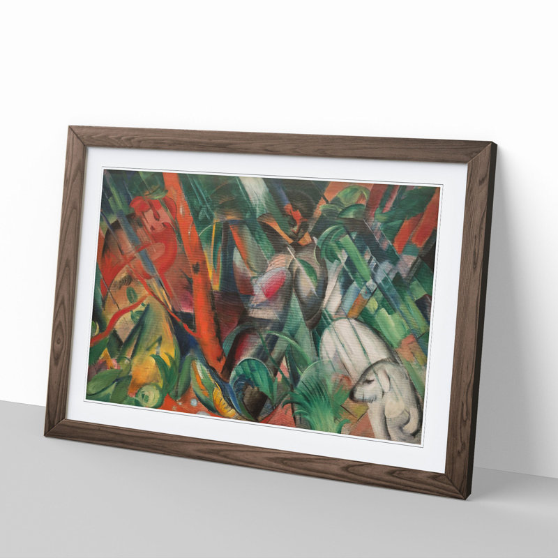 In the Rain by Franz Marc - Picture Frame Painting, Walnut, 65cm H x 90cm W x 2cm D