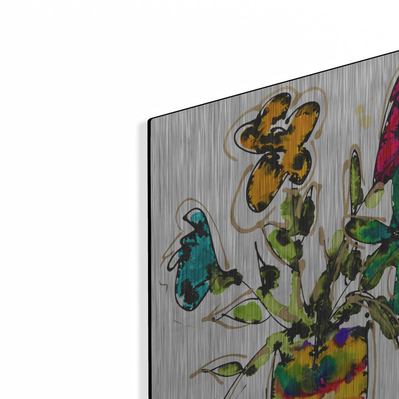 Art mural en métal Latitude Run® «Lets Be Happy» par Lovitude, H 24 po x l 16 po