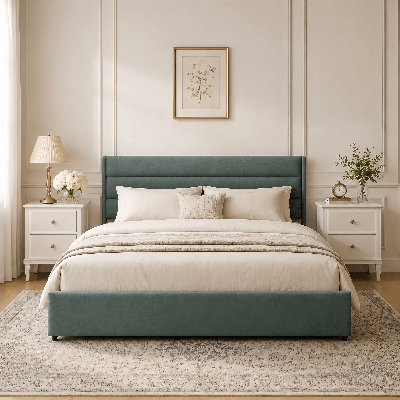 Brezzy Upholstered Storage Bed with Wingback