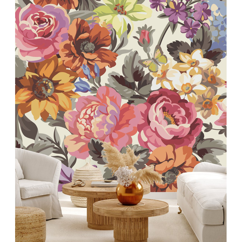 Peel & Stick Floral Wall Mural, 10.42' W x 10.42' L