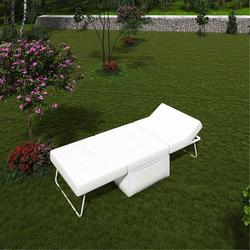 Canapé-lit pliant 4 en 1, chaise-lit pliante, blanc 36 po pour petit appartement avec construction stable et salon de base convertible en métal