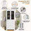 Grande armoire de rangement autoportante avec portes en verre et 3 tablettes réglables à fermeture en douceur-1444628832