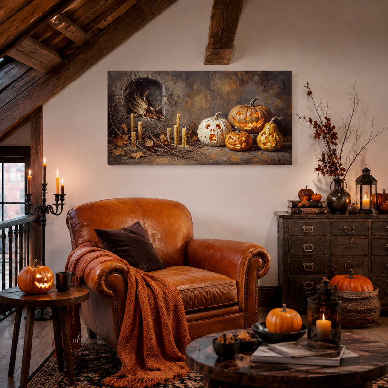 Art sur toile orange et blanc, L 58 po x H 28 po