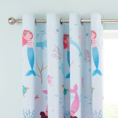 Mermaid Two Panel 66x72 Inch Curtains