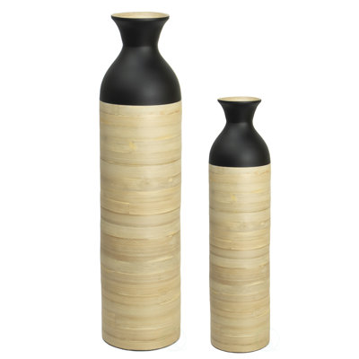Ensemble de 2 vases de plancher en bois blanc Junnie