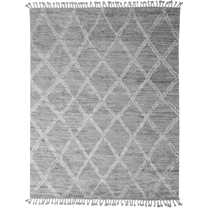 Wool Geometric Area Rug in Gray, Rectangle 9' x 12'