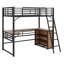 Lit mezzanine en métal avec tablettes et bureau en L-408288112