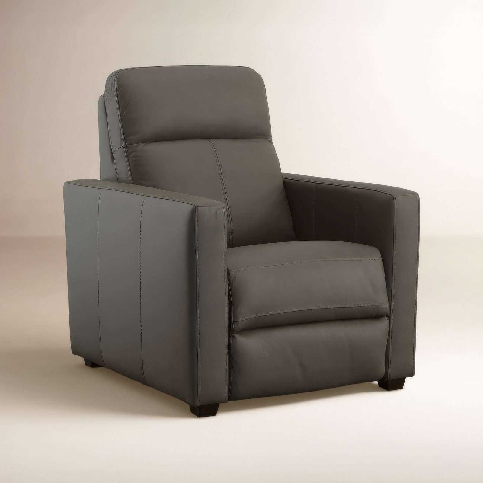 Broadway 34" Genuine Leather Power Recliner, Shale Leather Match