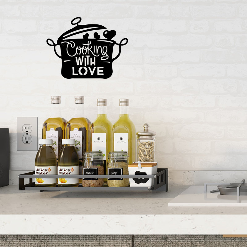 14 X 11 Inch Black Metal Kitchen Pot Wall Decor Cooking With Love Kitchen Decorations Wall Lovely Gift Kitchen Sign For Wall