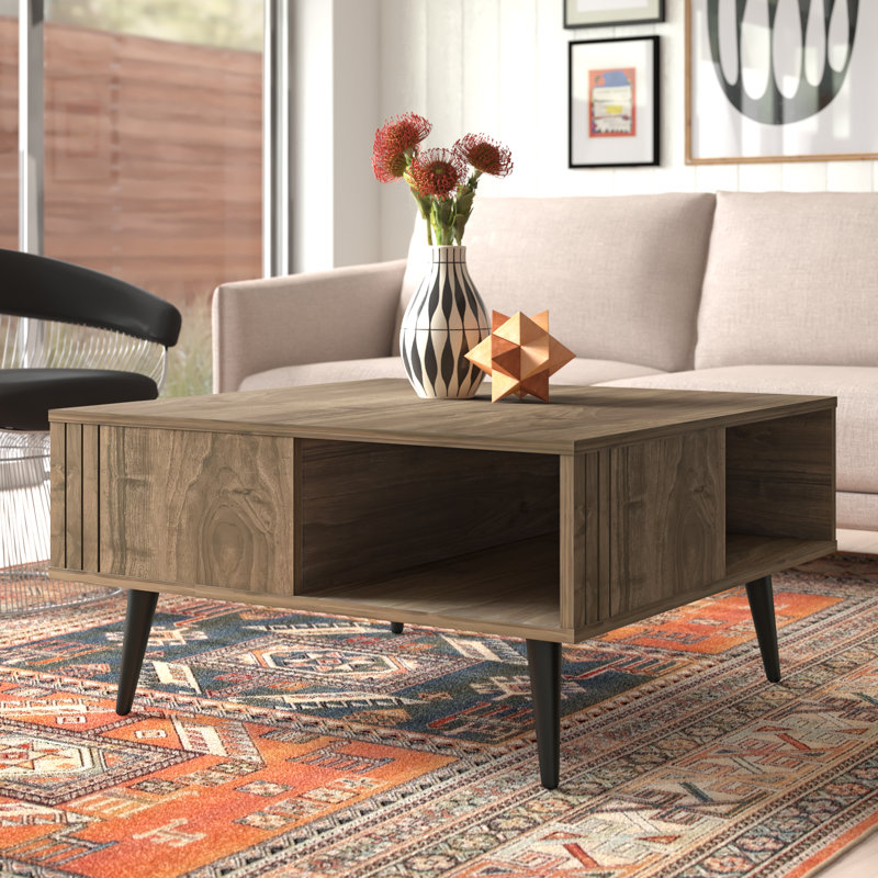 Table basse avec rangement Aidtya, Noyer