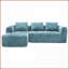 Canapé modulaire moderne en L modulaire de 98,4 po - tissu chenille doux, sans assemblage Poches latérales | Bleu | Chenille | Dossier rembourré-836102882