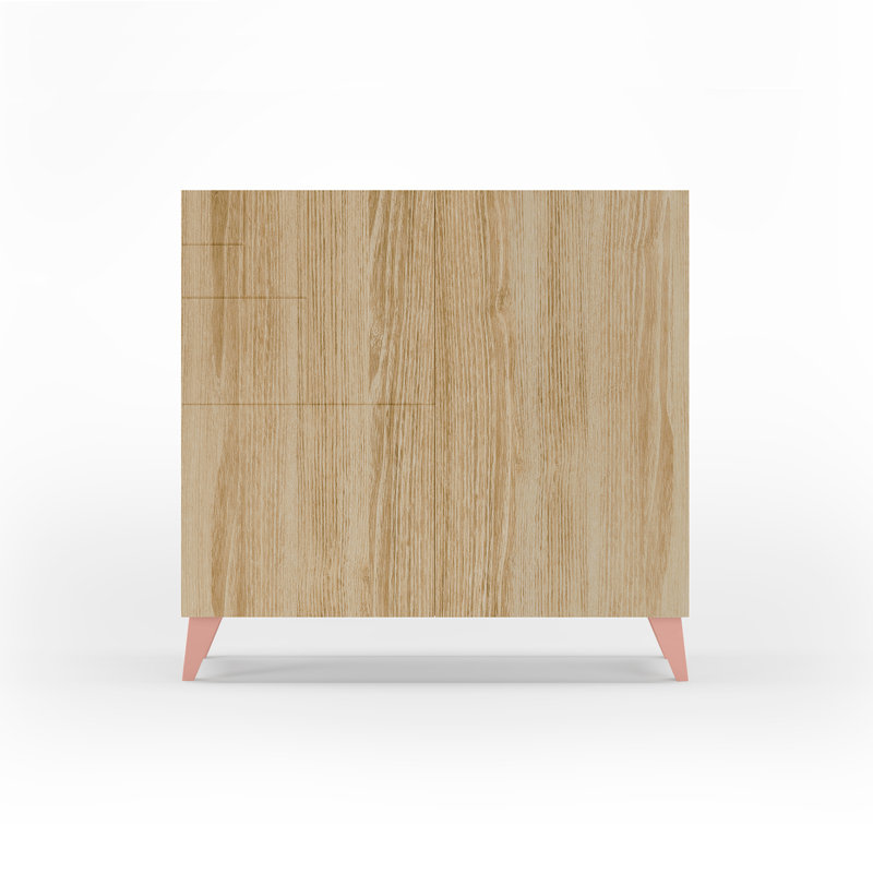 12 Pair Shoe Storage Cabinet, Oak/Pink