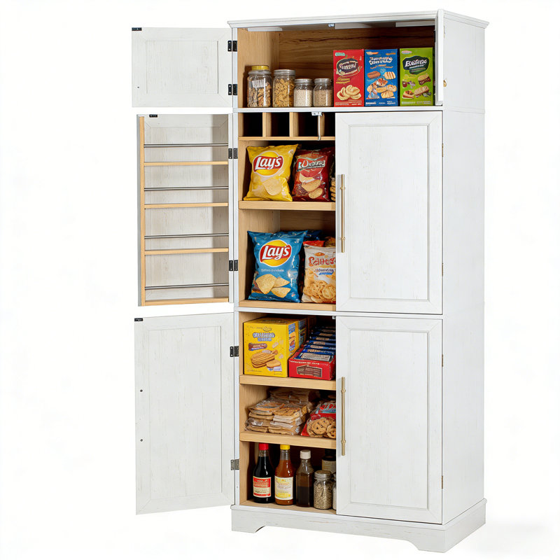 Grand garde-manger de style campagnard 78,2 po avec 4 tablettes réglables