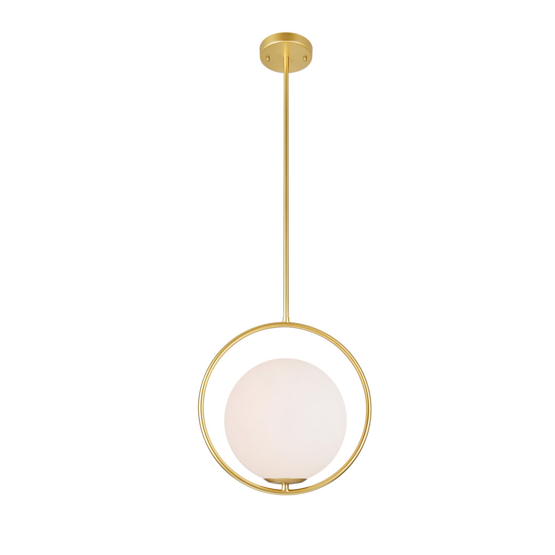 Izaguirre 1 Light Mini Pendant With Medallion Gold Finish for Kitchen, Bedroom, or Bathroom Everly Quinn