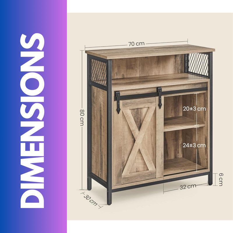 Multipurpose Kitchen Sideboard Buffet Cabinet With Sliding Barn Door